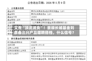 又有“顶流减负”！景顺长城基金刘彦春三只产品增聘搭档，什么信号？