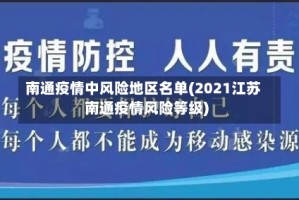 南通疫情中风险地区名单(2021江苏南通疫情风险等级)
