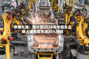 摩根大通：预计到2028年中国车企将占据西欧市场20%份额