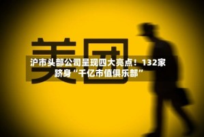 沪市头部公司呈现四大亮点！132家跻身“千亿市值俱乐部”
