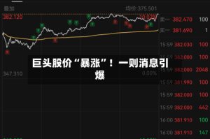 巨头股价“暴涨”！一则消息引爆