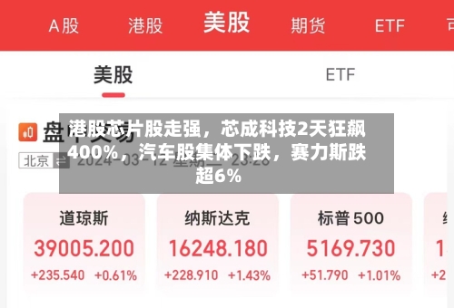港股芯片股走强，芯成科技2天狂飙400%，汽车股集体下跌	，赛力斯跌超6%-第3张图片
