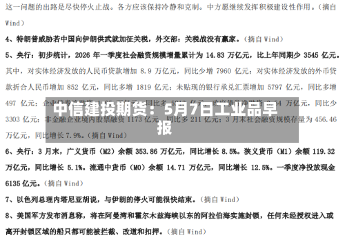 中信建投期货：5月7日工业品早报-第1张图片