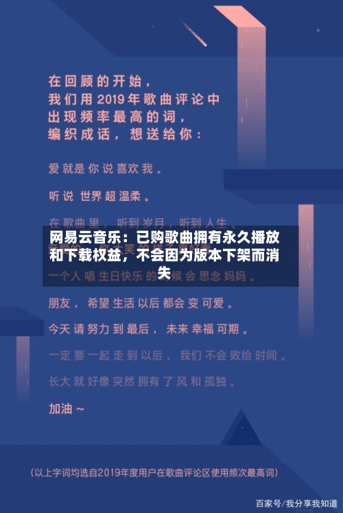 网易云音乐：已购歌曲拥有永久播放和下载权益，不会因为版本下架而消失-第1张图片