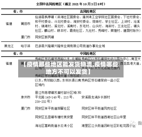 【疫情那些地区能发货物流,疫情哪些地方不可以发货】-第1张图片