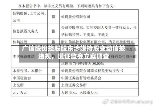 广信股份控股股东涉嫌持股变动信披违规，遭证监会立案调查-第1张图片